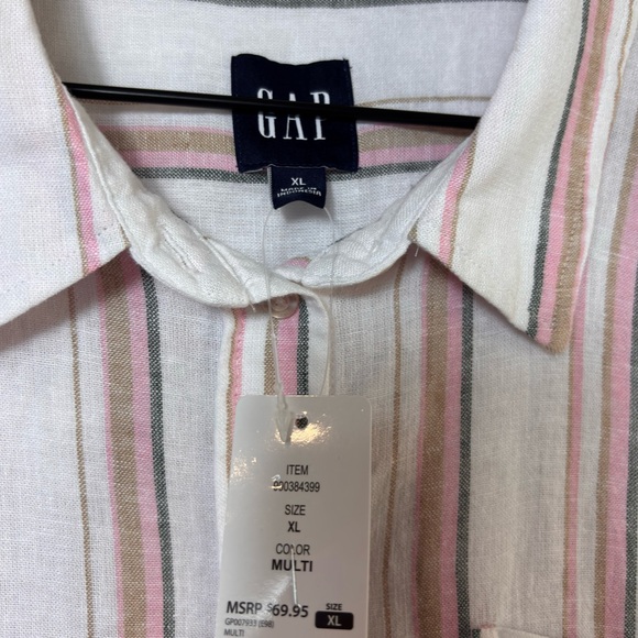 GAP WOMEN'S LINEN PINK WHITE MULTICOLOR BUTTON DOWN SIZE XL BRAND NEW WITH TAGS - Picture 8 of 8